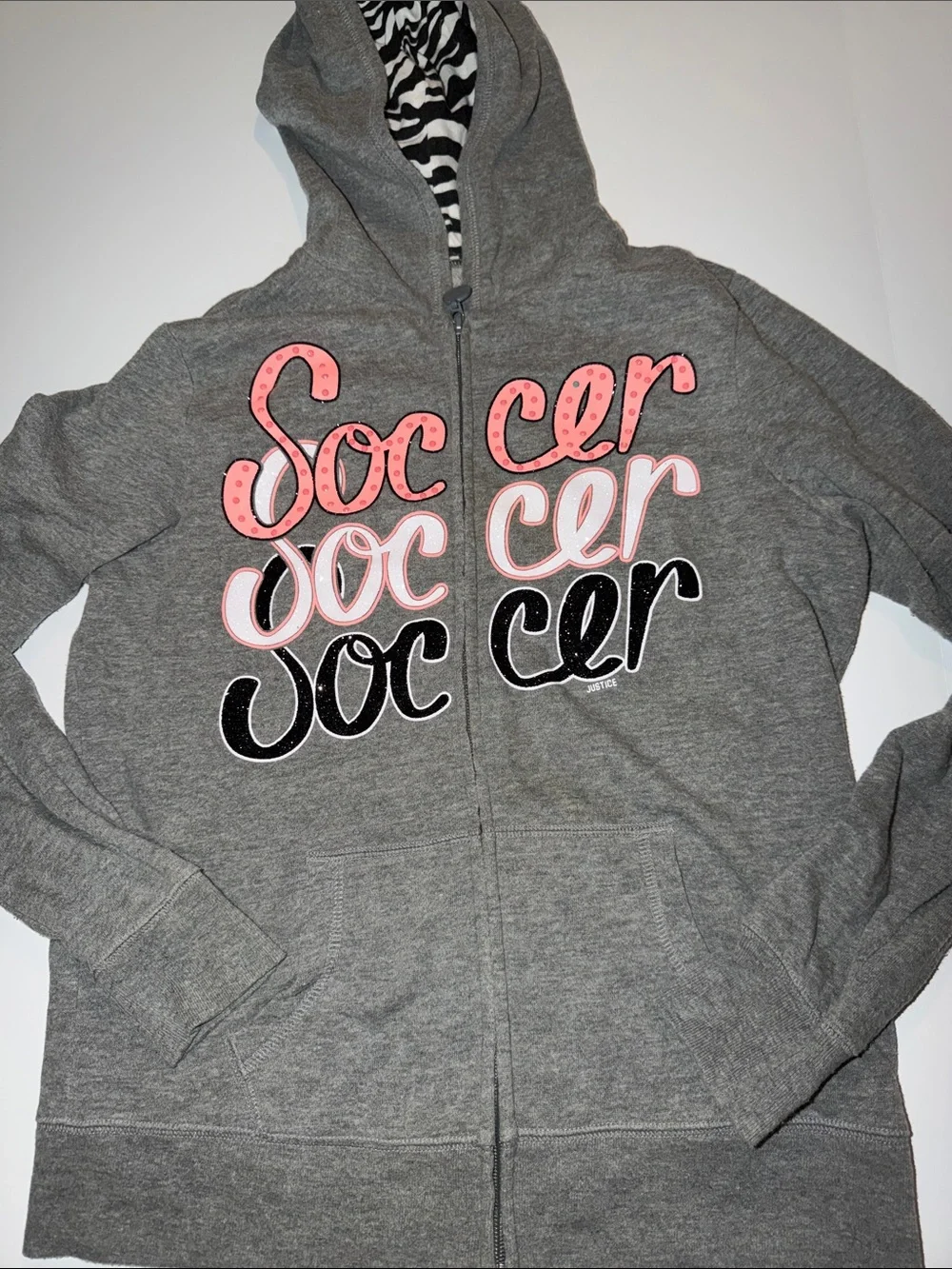 Justice soccer zip up hoodie